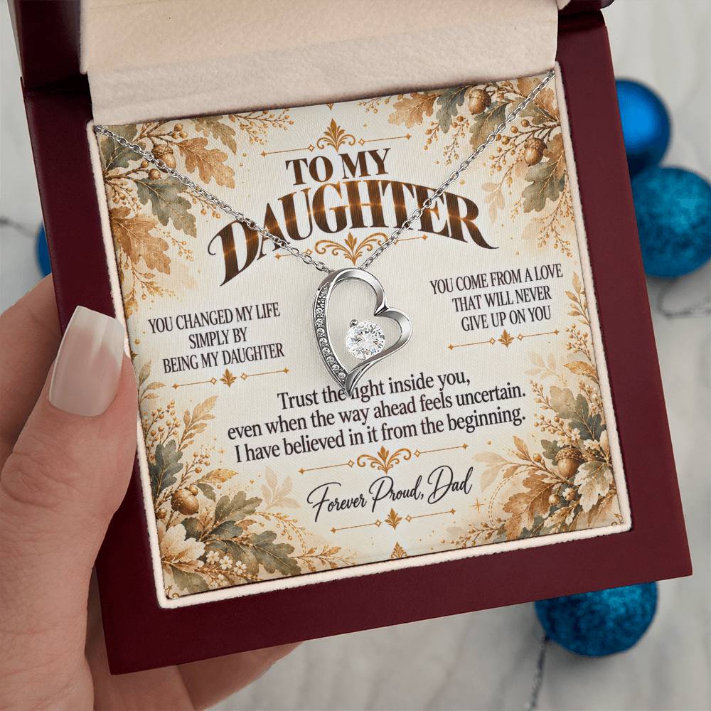 C495 - I Will Always Celebrate The Woman You Become And Treasure The Little Girl You Were - Forever Love Necklace