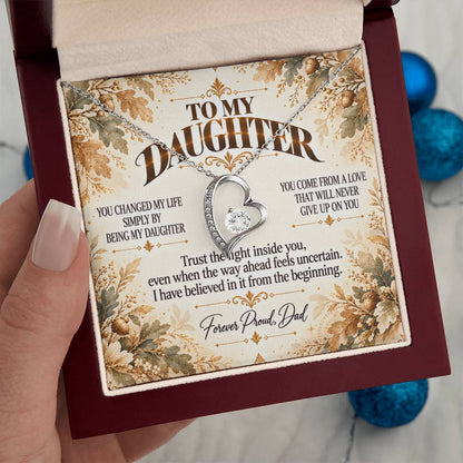 C495 - I Will Always Celebrate The Woman You Become And Treasure The Little Girl You Were - Forever Love Necklace