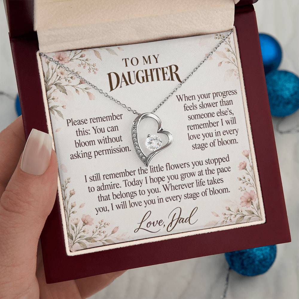 C686 - Like A Wildflower And Quiet Words For Your Hardest Days - Forever Love Necklace