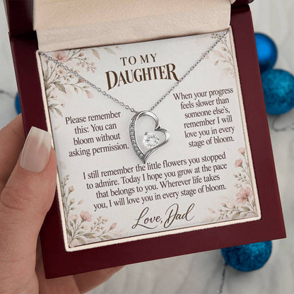 C686 - Like A Wildflower And Quiet Words For Your Hardest Days - Forever Love Necklace