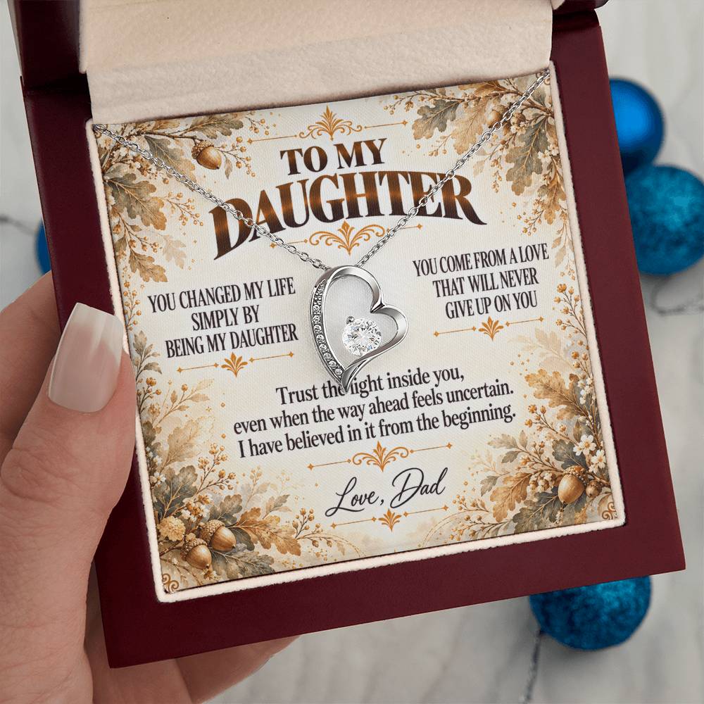 C395 - I Will Always Celebrate The Woman You Become And Treasure The Little Girl You Were - Forever Love Necklace