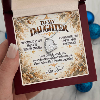 C395 - I Will Always Celebrate The Woman You Become And Treasure The Little Girl You Were - Forever Love Necklace