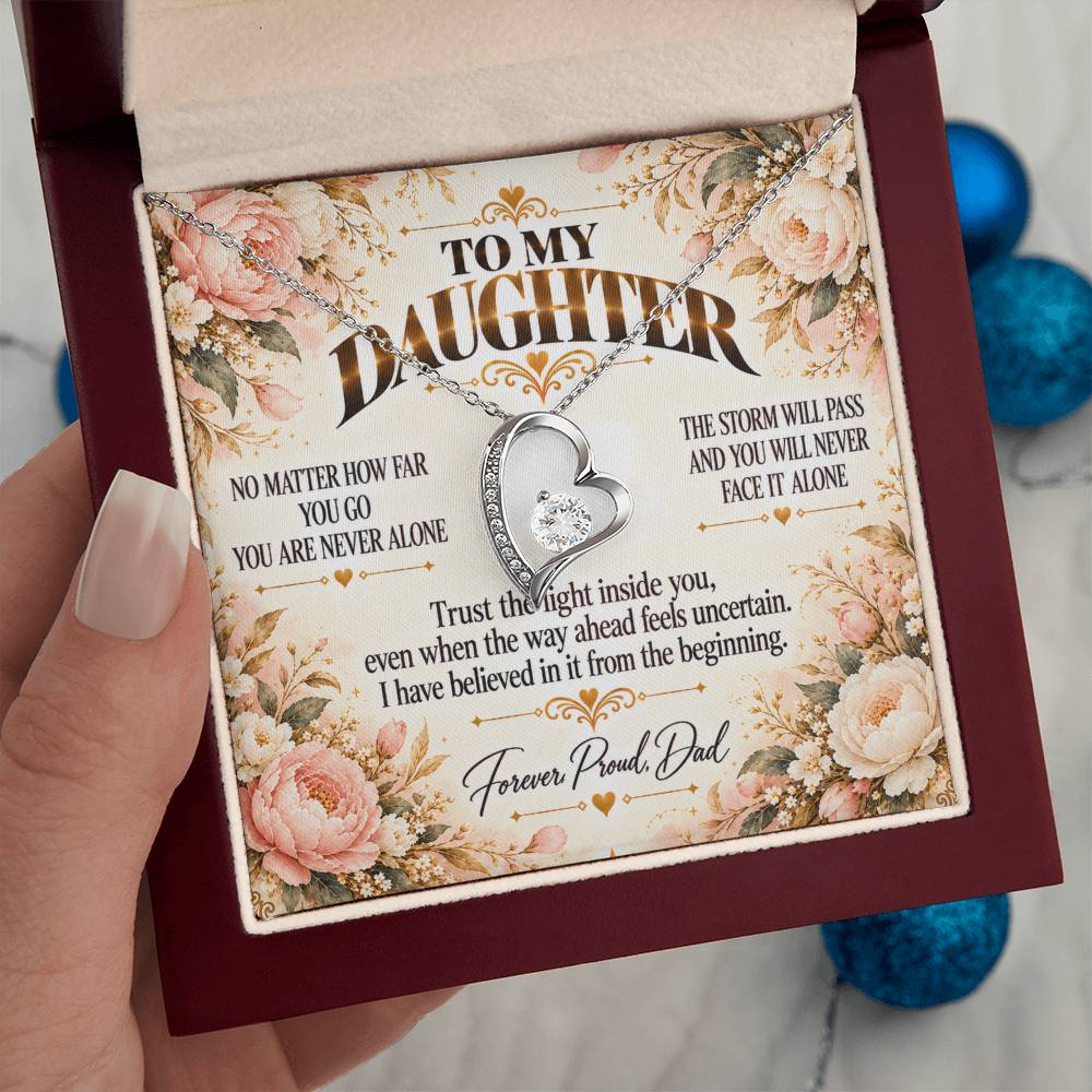 C455 - No Matter How Far You Go You Will Always Carry A Piece Of Dad’s Heart With You - Forever Love Necklace