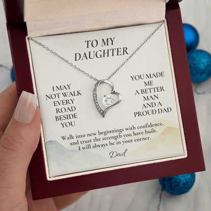 C124 - I May Not Walk Every Road Beside You But My Love Will Travel Every Mile With You - Forever Love Necklace
