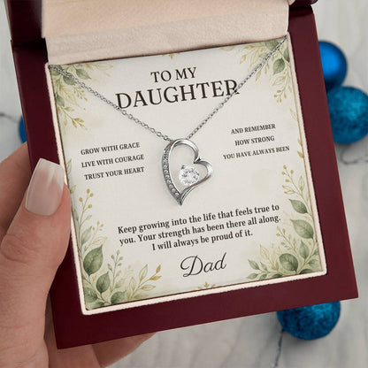 C26 - Grow With Grace Live With Courage And Always Remember Where Your Strength Began - Forever Love Necklace