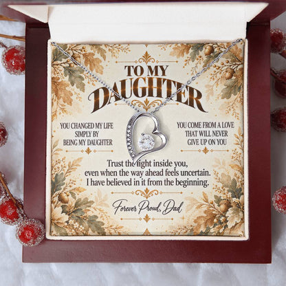 C495 - I Will Always Celebrate The Woman You Become And Treasure The Little Girl You Were - Forever Love Necklace