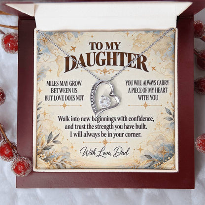 C369 - There Is No Distance Great Enough To Change The Bond Between A Father And Daughter - Forever Love Necklace