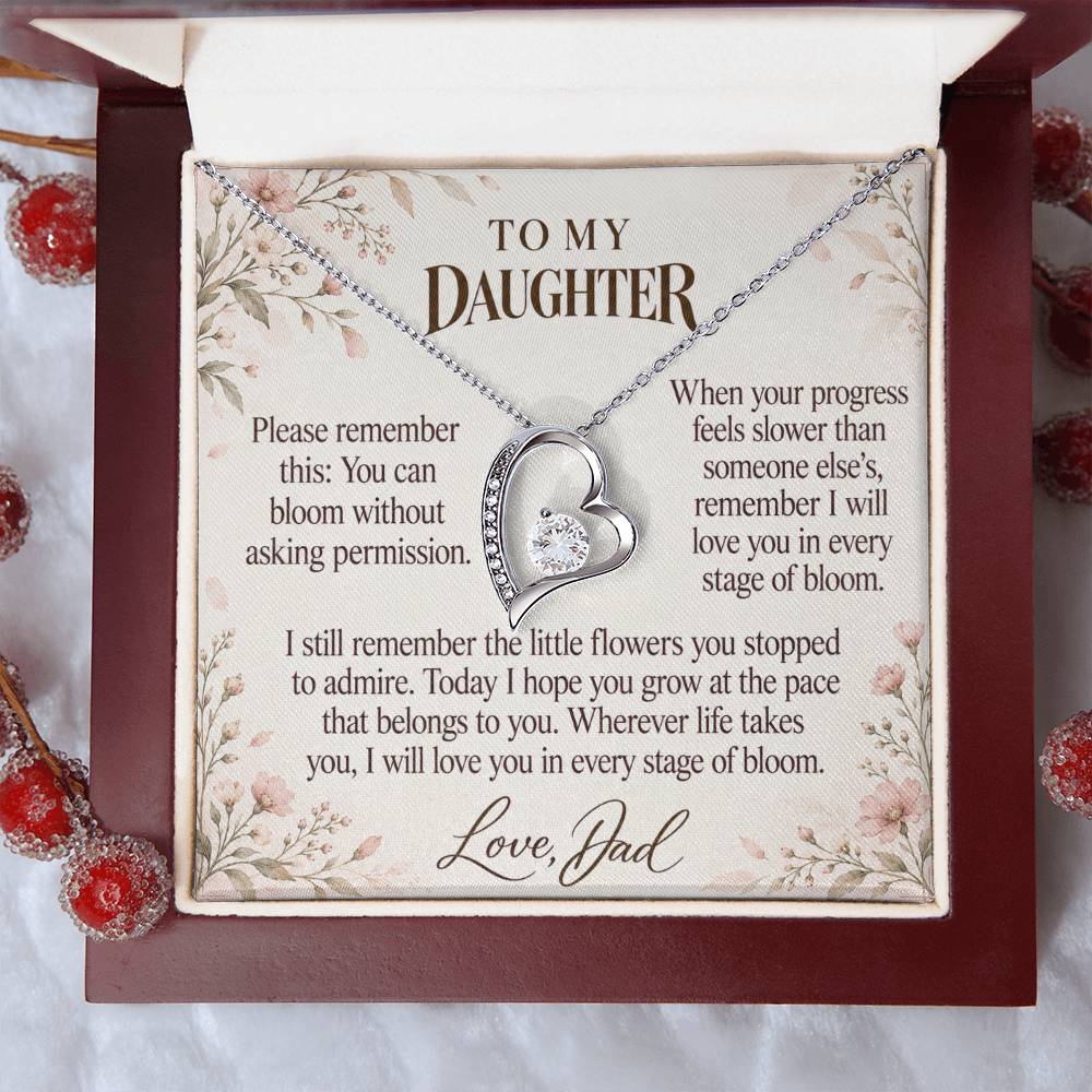 C686 - Like A Wildflower And Quiet Words For Your Hardest Days - Forever Love Necklace