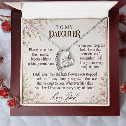C686 - Like A Wildflower And Quiet Words For Your Hardest Days - Forever Love Necklace