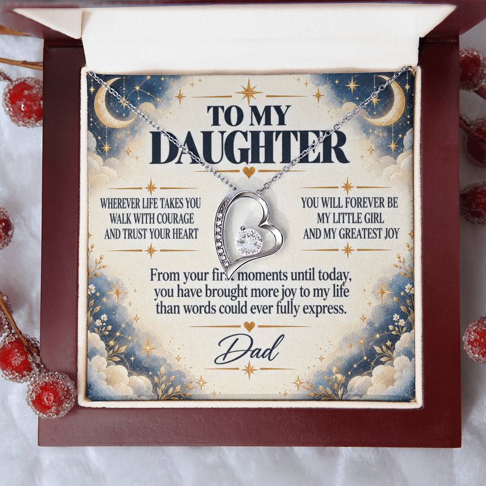 C252 - Wherever Life Takes You May You Always Feel Dad’s Love Guiding Your Heart - Forever Love Necklace
