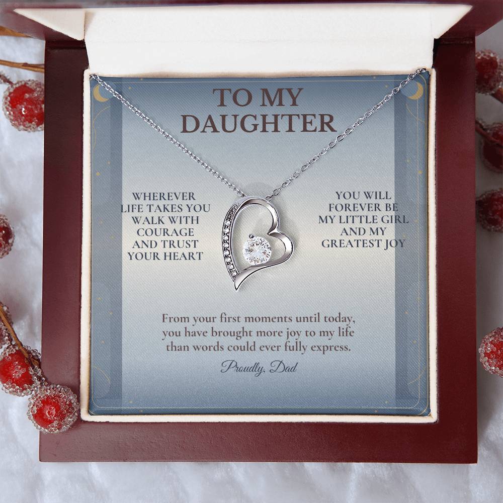C102 - Wherever Life Takes You May You Always Feel Dad’s Love Guiding Your Heart - Forever Love Necklace