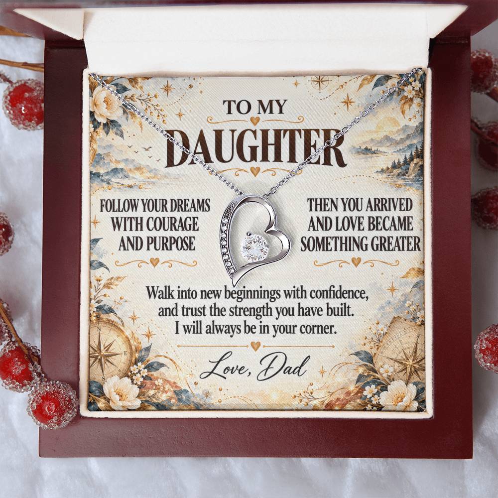 C259 - Follow Your Dreams With Courage And Know Dad Will Always Be Cheering For You - Forever Love Necklace