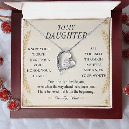 C109 - Follow Your Dreams With Courage And Know Dad Will Always Be Cheering For You - Forever Love Necklace
