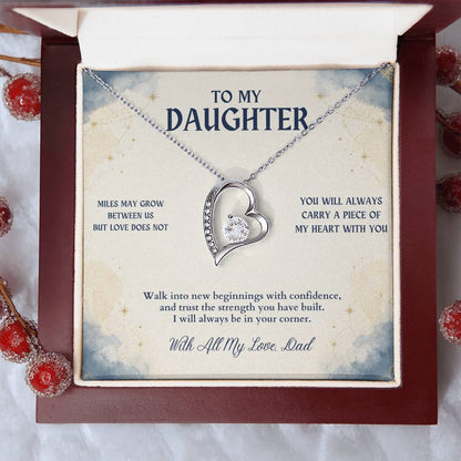 C69 - There Is No Distance Great Enough To Change The Bond Between A Father And Daughter - Forever Love Necklace