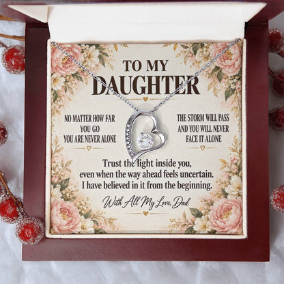 C205 - No Matter How Far You Go You Will Always Carry A Piece Of Dad’s Heart With You - Forever Love Necklace