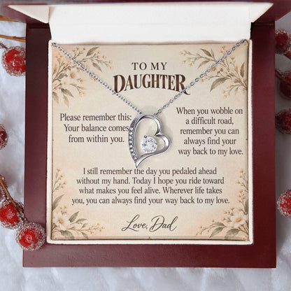 C521 - The Bicycle I Let Go And Quiet Words For Your Hardest Days - Forever Love Necklace