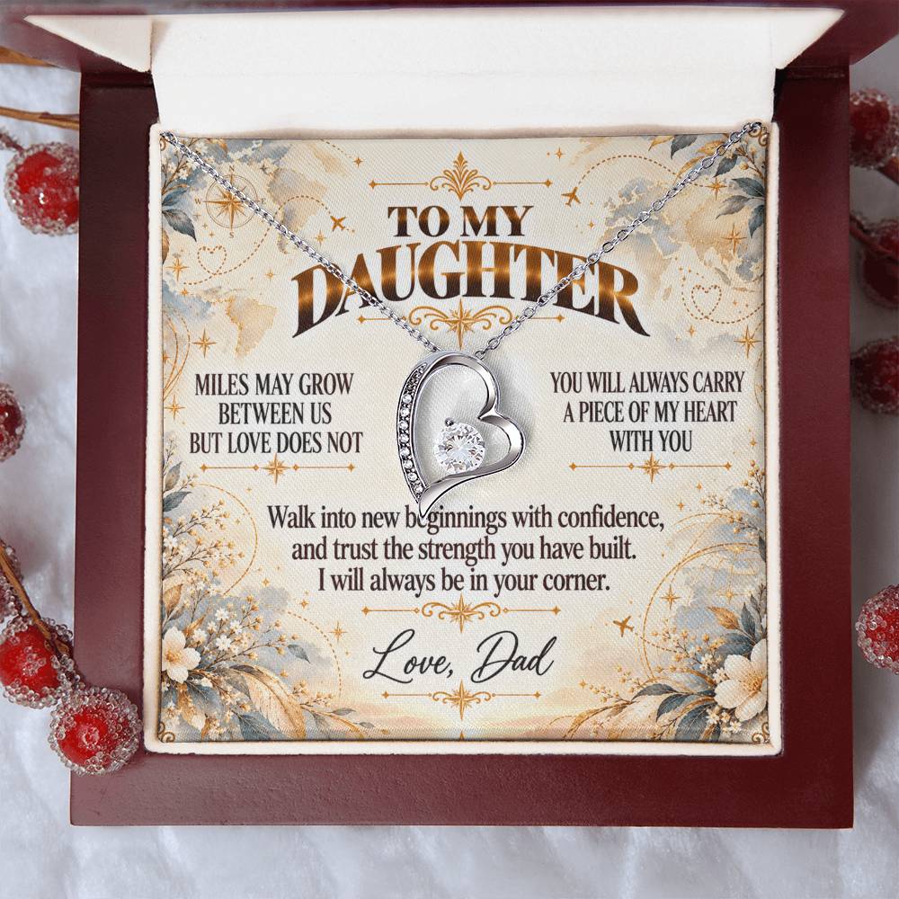 C419 - There Is No Distance Great Enough To Change The Bond Between A Father And Daughter - Forever Love Necklace
