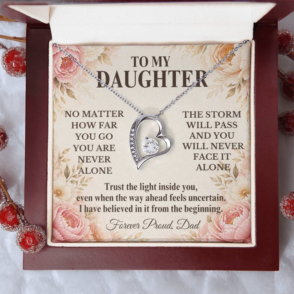 C255 - No Matter How Far You Go You Will Always Carry A Piece Of Dad’s Heart With You - Forever Love Necklace