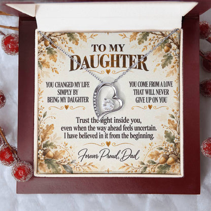 C295 - I Will Always Celebrate The Woman You Become And Treasure The Little Girl You Were - Forever Love Necklace