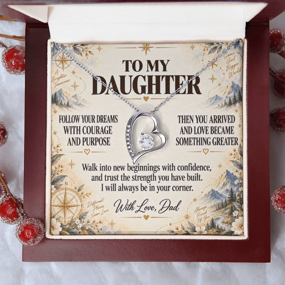 C209 - Follow Your Dreams With Courage And Know Dad Will Always Be Cheering For You - Forever Love Necklace