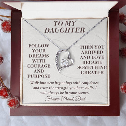 C159 - Follow Your Dreams With Courage And Know Dad Will Always Be Cheering For You - Forever Love Necklace