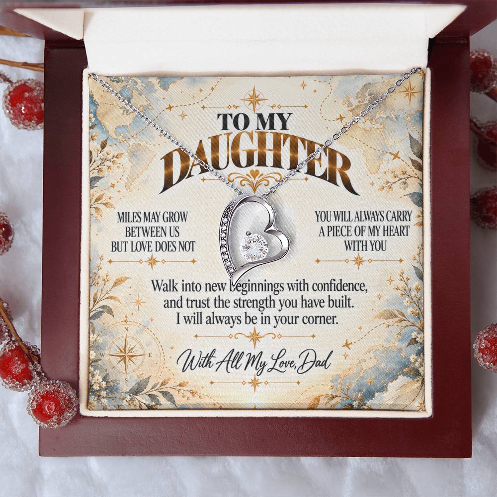 C469 - There Is No Distance Great Enough To Change The Bond Between A Father And Daughter - Forever Love Necklace