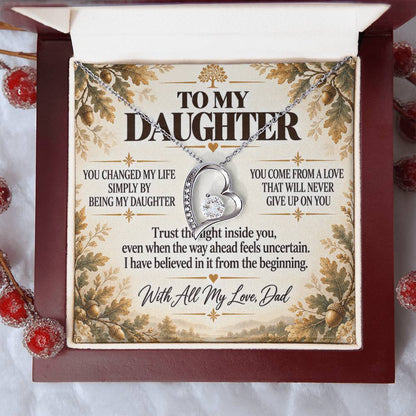 C245 - I Will Always Celebrate The Woman You Become And Treasure The Little Girl You Were - Forever Love Necklace