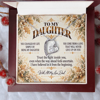 C445 - I Will Always Celebrate The Woman You Become And Treasure The Little Girl You Were - Forever Love Necklace