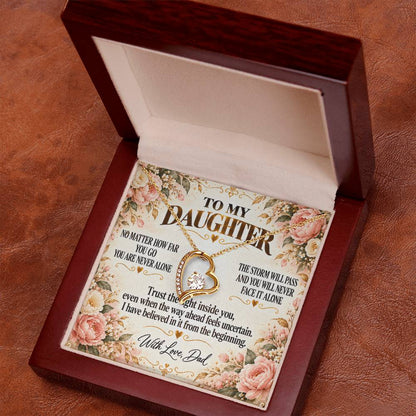 C305 - No Matter How Far You Go You Will Always Carry A Piece Of Dad’s Heart With You - Forever Love Necklace