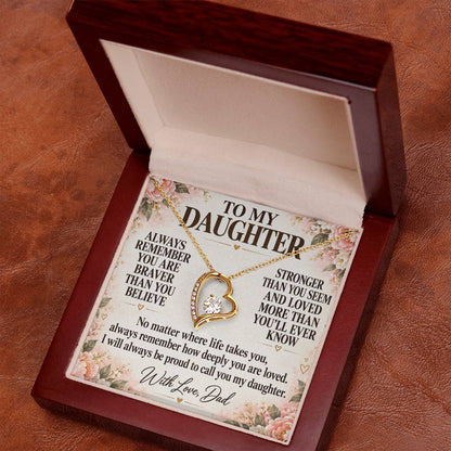 C201 - Always Remember How Deeply You Are Loved And How Proud Dad Will Always Be - Forever Love Necklace