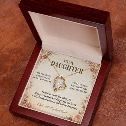 C59 - Follow Your Dreams With Courage And Know Dad Will Always Be Cheering For You - Forever Love Necklace