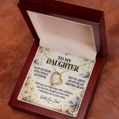 C209 - Follow Your Dreams With Courage And Know Dad Will Always Be Cheering For You - Forever Love Necklace