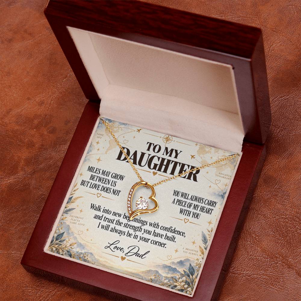 C219 - There Is No Distance Great Enough To Change The Bond Between A Father And Daughter - Forever Love Necklace