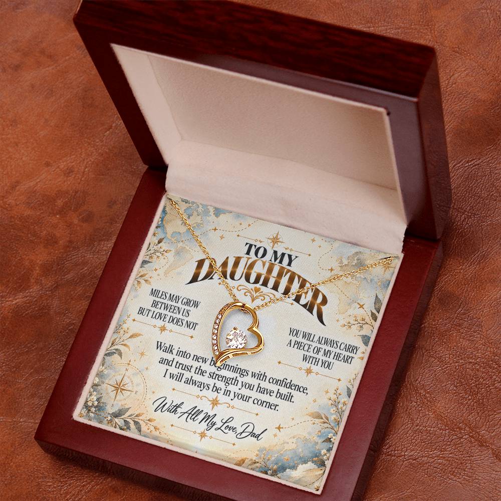 C469 - There Is No Distance Great Enough To Change The Bond Between A Father And Daughter - Forever Love Necklace