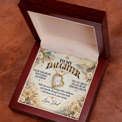 C459 - Follow Your Dreams With Courage And Know Dad Will Always Be Cheering For You - Forever Love Necklace