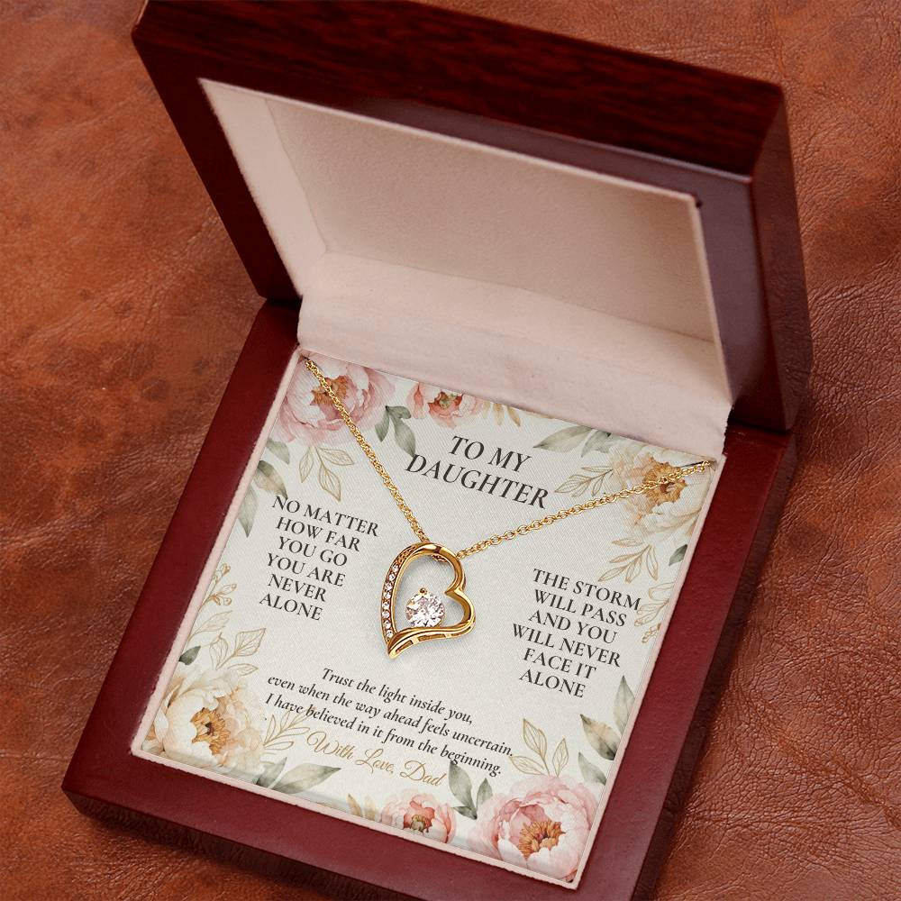 C105 - No Matter How Far You Go You Will Always Carry A Piece Of Dad’s Heart With You - Forever Love Necklace