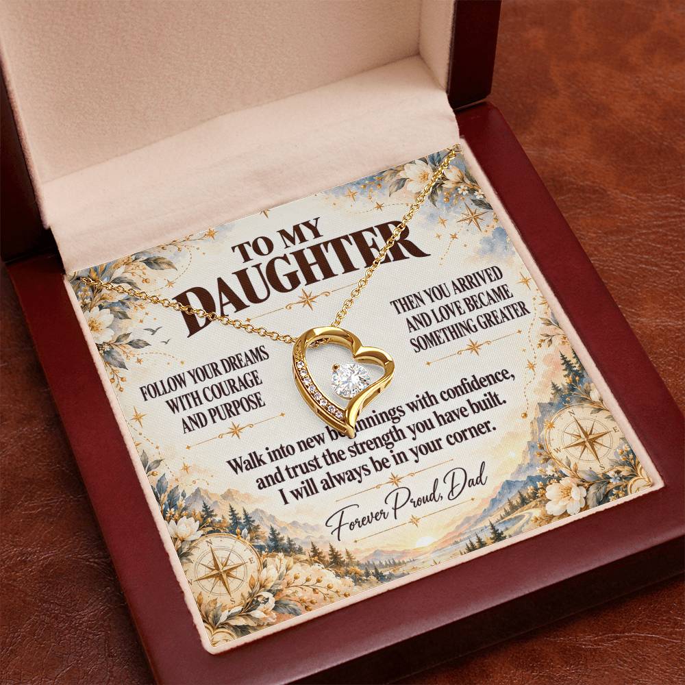 C359 - Follow Your Dreams With Courage And Know Dad Will Always Be Cheering For You - Forever Love Necklace