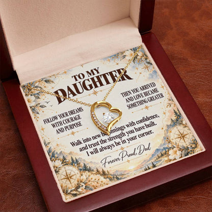 C359 - Follow Your Dreams With Courage And Know Dad Will Always Be Cheering For You - Forever Love Necklace