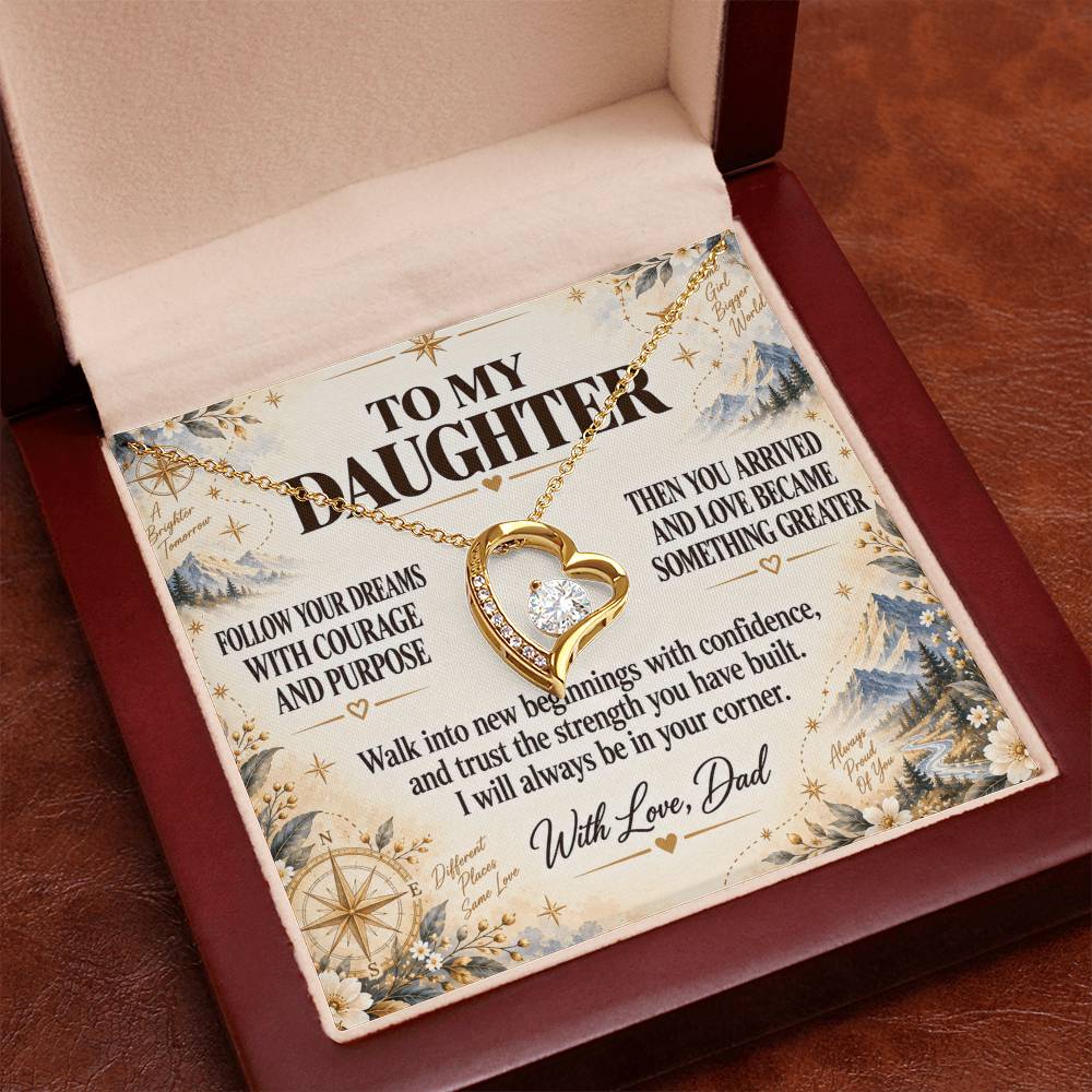 C209 - Follow Your Dreams With Courage And Know Dad Will Always Be Cheering For You - Forever Love Necklace