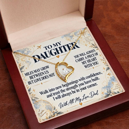 C269 - There Is No Distance Great Enough To Change The Bond Between A Father And Daughter - Forever Love Necklace