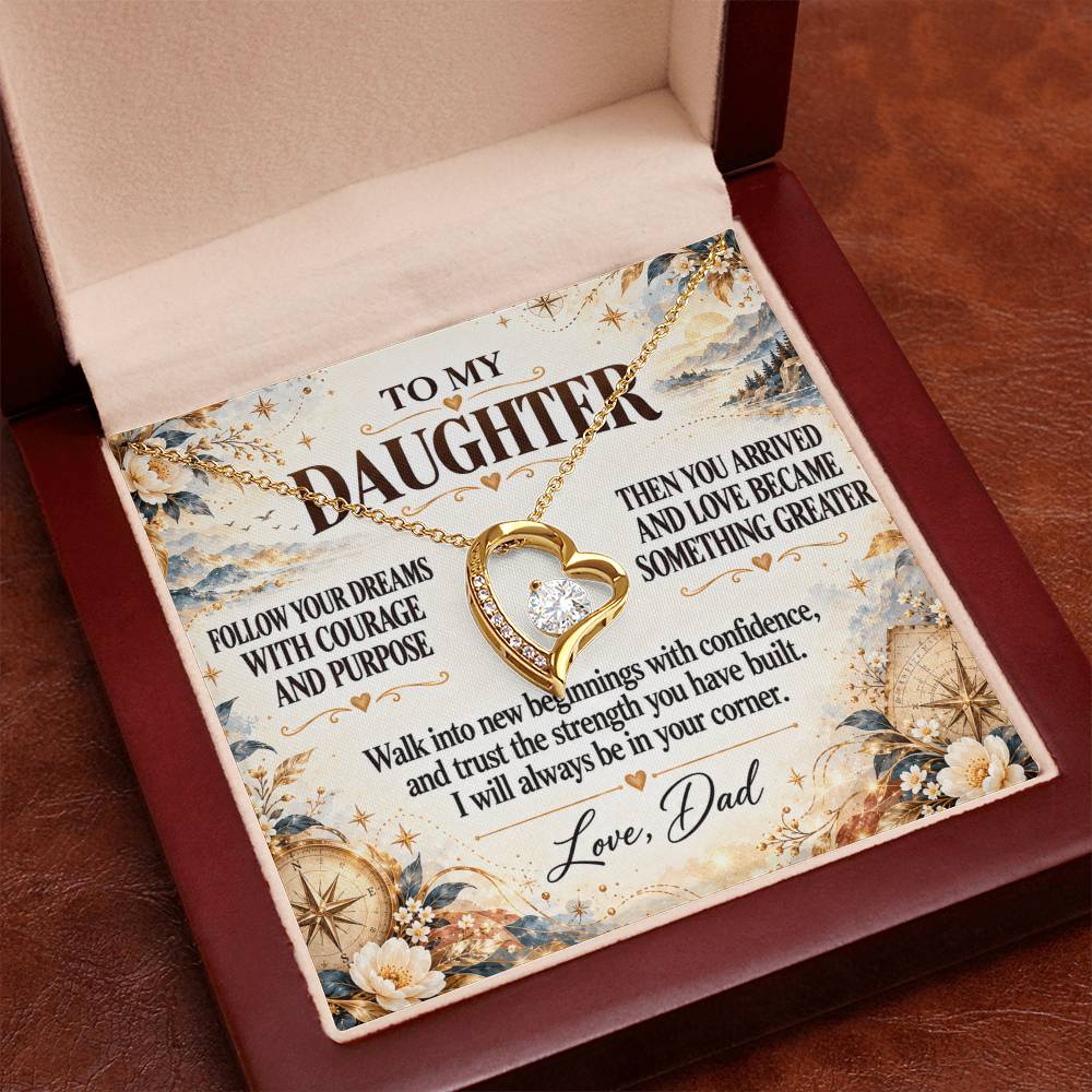 C259 - Follow Your Dreams With Courage And Know Dad Will Always Be Cheering For You - Forever Love Necklace