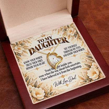 C385 - Never Measure Your Worth By The World Because To Your Dad You Have Always Been Priceless - Forever Love Necklace