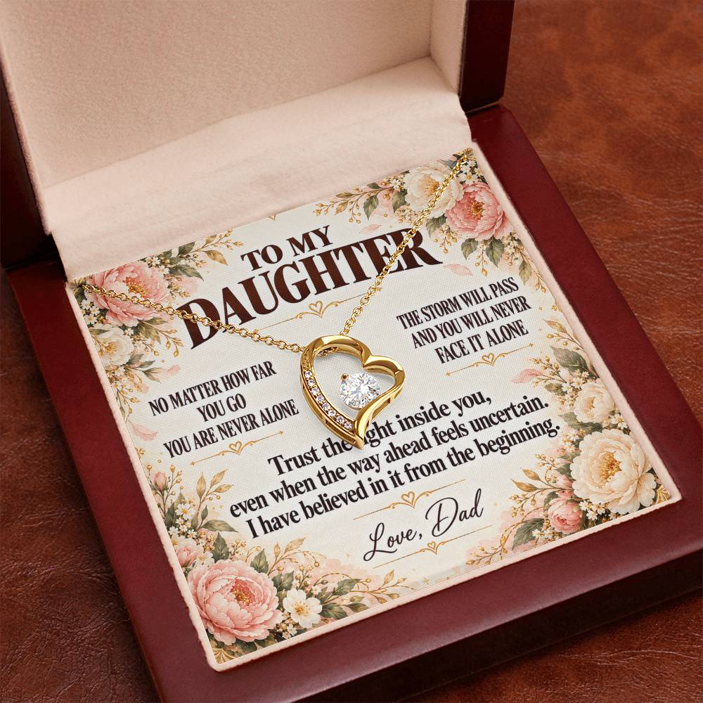 C355 - No Matter How Far You Go You Will Always Carry A Piece Of Dad’s Heart With You - Forever Love Necklace