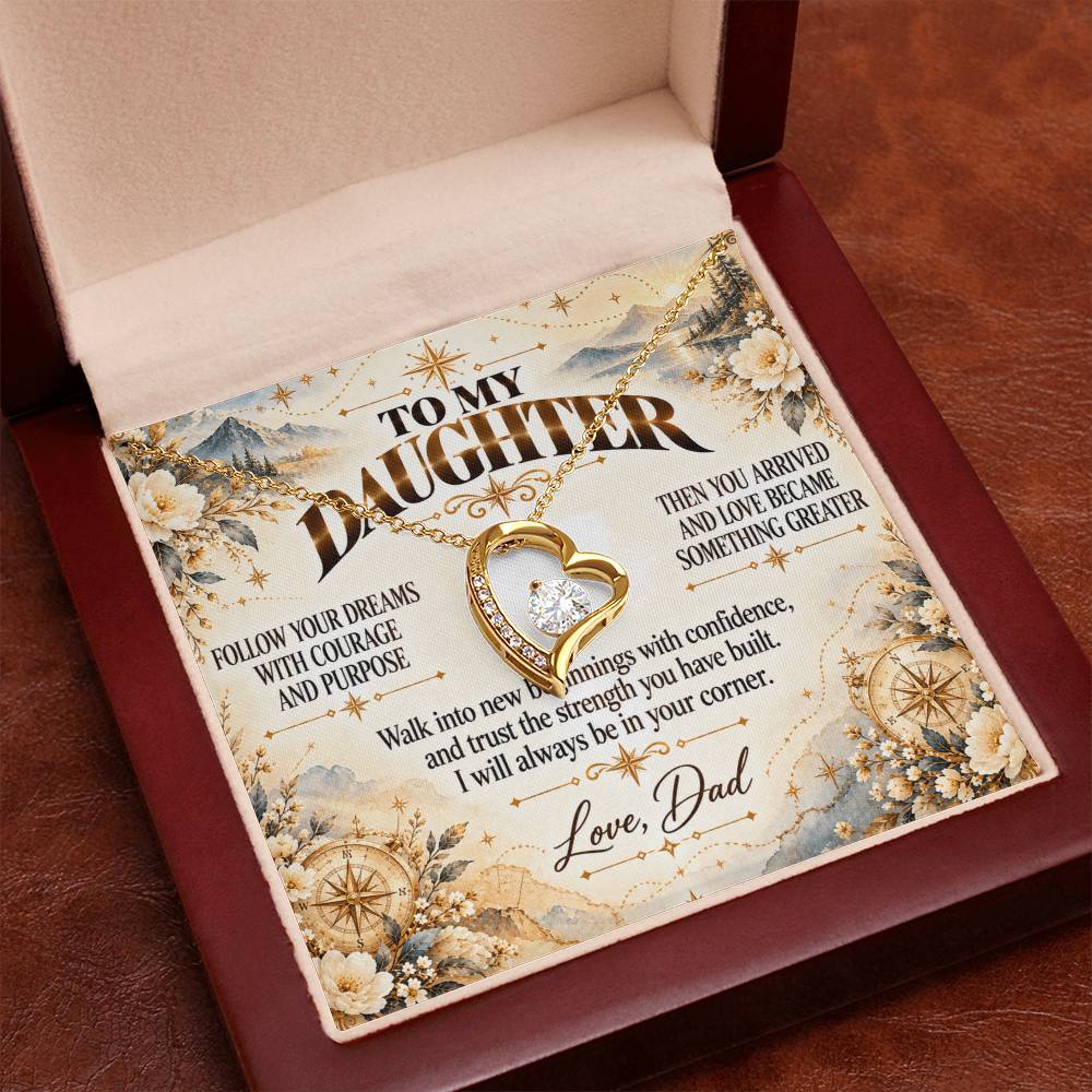 C459 - Follow Your Dreams With Courage And Know Dad Will Always Be Cheering For You - Forever Love Necklace