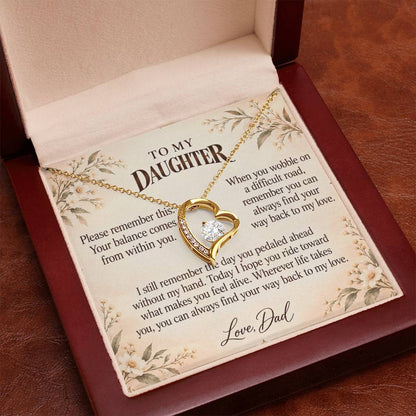 C521 - The Bicycle I Let Go And Quiet Words For Your Hardest Days - Forever Love Necklace