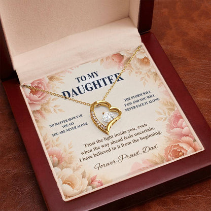 C55 - No Matter How Far You Go You Will Always Carry A Piece Of Dad’s Heart With You - Forever Love Necklace