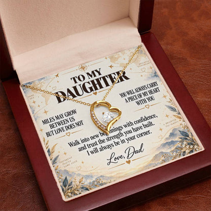 C219 - There Is No Distance Great Enough To Change The Bond Between A Father And Daughter - Forever Love Necklace