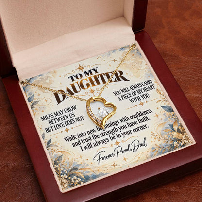 C319 - There Is No Distance Great Enough To Change The Bond Between A Father And Daughter - Forever Love Necklace
