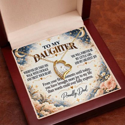 C302 - Wherever Life Takes You May You Always Feel Dad’s Love Guiding Your Heart - Forever Love Necklace