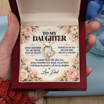 C251 - Always Remember How Deeply You Are Loved And How Proud Dad Will Always Be - Forever Love Necklace
